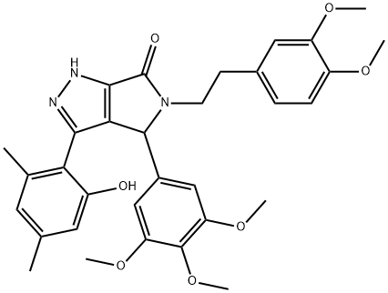 5-[2-(3,4-dimethoxyphenyl)ethyl]-3-(2-hydroxy-4,6-dimethylphenyl)-4-(3,4,5-trimethoxyphenyl)-4,5-dihydropyrrolo[3,4-c]pyrazol-6(2H)-one 结构式