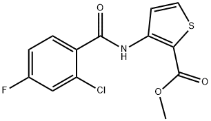 methyl 3-(2-chloro-4-fluorobenzamido)thiophene-2-carboxylate Struktur