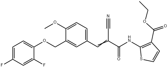 (E)-ethyl 2-(2-cyano-3-(3-((2,4-difluorophenoxy)methyl)-4-methoxyphenyl)acrylamido)thiophene-3-carboxylate Structure