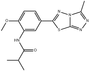 N-[2-methoxy-5-(3-methyl[1,2,4]triazolo[3,4-b][1,3,4]thiadiazol-6-yl)phenyl]-2-methylpropanamide Struktur