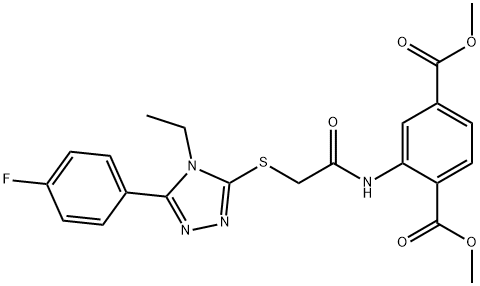 dimethyl 2-(2-((4-ethyl-5-(4-fluorophenyl)-4H-1,2,4-triazol-3-yl)thio)acetamido)terephthalate Struktur