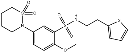 5-(1,1-dioxido-1,2-thiazinan-2-yl)-2-methoxy-N-[2-(2-thienyl)ethyl]benzenesulfonamide,919971-46-3,结构式