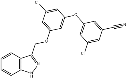 3-chloro-5-[3-chloro-5-(1H-indazol-3-ylmethoxy)phenoxy]Benzonitrile Struktur