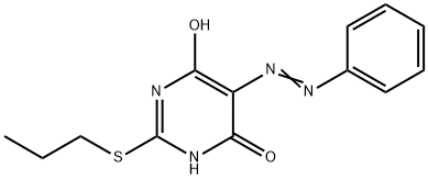 4(3H)-Pyrimidinone, 6-hydroxy-5-(2-phenyldiazenyl)-2-(propylthio)- 化学構造式