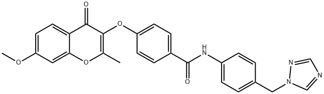 4-[(7-methoxy-2-methyl-4-oxo-4H-chromen-3-yl)oxy]-N-[4-(1H-1,2,4-triazol-1-ylmethyl)phenyl]benzamide|