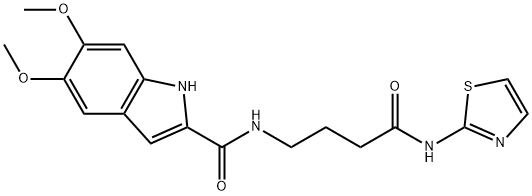 5,6-dimethoxy-N-[4-oxo-4-(1,3-thiazol-2-ylamino)butyl]-1H-indole-2-carboxamide 结构式