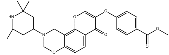 methyl 4-{[4-oxo-9-(2,2,6,6-tetramethylpiperidin-4-yl)-9,10-dihydro-4H,8H-chromeno[8,7-e][1,3]oxazin-3-yl]oxy}benzoate Structure