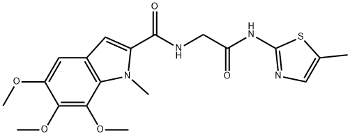 5,6,7-trimethoxy-1-methyl-N-{2-[(5-methyl-1,3-thiazol-2-yl)amino]-2-oxoethyl}-1H-indole-2-carboxamide Struktur