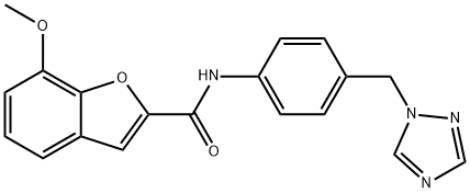 7-methoxy-N-[4-(1H-1,2,4-triazol-1-ylmethyl)phenyl]-1-benzofuran-2-carboxamide 结构式