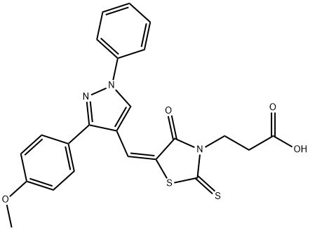 3-[(5E)-5-{[3-(4-methoxyphenyl)-1-phenyl-1H-pyrazol-4-yl]methylidene}-4-oxo-2-thioxo-1,3-thiazolidin-3-yl]propanoic acid Structure