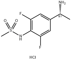 N-{4-[(1R)-1-アミノエチル]-2,6-ジフルオロフェニル}メタンスルホンアミド塩酸塩 化学構造式