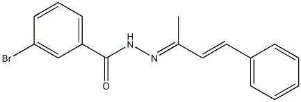 3-bromo-N'-(1-methyl-3-phenyl-2-propen-1-ylidene)benzohydrazide 化学構造式
