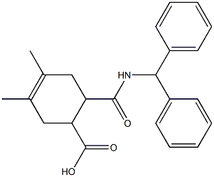 6-(benzhydrylcarbamoyl)-3,4-dimethylcyclohex-3-enecarboxylic acid Structure