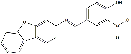 (E)-4-((dibenzo[b,d]furan-3-ylimino)methyl)-2-nitrophenol Struktur