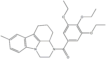 (8-methyl-3a,4,5,6-tetrahydro-1H-pyrazino[3,2,1-jk]carbazol-3(2H)-yl)(3,4,5-triethoxyphenyl)methanone 化学構造式