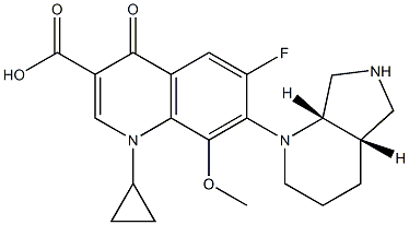 1-cyclopropyl-6-fluoro-8-methoxy-7-((4aS,7aS)-octahydro-1H-pyrrolo[3,4-b]pyridin-1-yl)-4-oxo-1,4-dihydroquinoline-3-carboxylic acid Structure