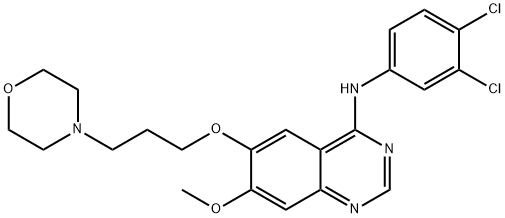 N-(3,4-dichlorophenyl)-7-methoxy-6-(3-morpholinopropoxy)quinazolin-4-amine 化学構造式
