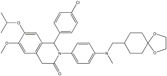 2-(4-((1,4-dioxaspiro[4.5]decan-8-ylmethyl)(methyl)amino)phenyl)-1-(4-chlorophenyl)-7-isopropoxy-6-methoxy-1,2-dihydroisoquinolin-3(4H)-one,,结构式