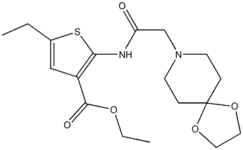 ethyl 2-(2-(1,4-dioxa-8-azaspiro[4.5]decan-8-yl)acetamido)-5-ethylthiophene-3-carboxylate Structure