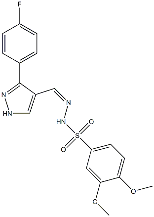 (Z)-N'-((3-(4-fluorophenyl)-1H-pyrazol-4-yl)methylene)-3,4-dimethoxybenzenesulfonohydrazide,,结构式