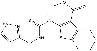methyl 2-(3-((1H-pyrazol-3-yl)methyl)thioureido)-4,5,6,7-tetrahydrobenzo[b]thiophene-3-carboxylate 化学構造式