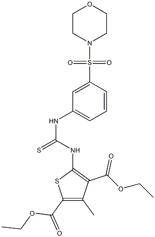 diethyl 3-methyl-5-(3-(3-(morpholinosulfonyl)phenyl)thioureido)thiophene-2,4-dicarboxylate Structure