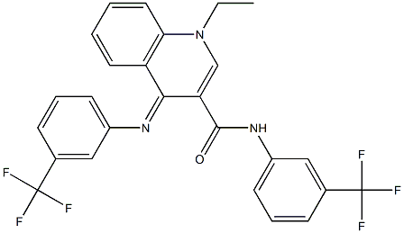 (E)-1-ethyl-N-(3-(trifluoromethyl)phenyl)-4-((3-(trifluoromethyl)phenyl)imino)-1,4-dihydroquinoline-3-carboxamide Structure