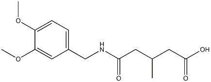 5-((3,4-dimethoxybenzyl)amino)-3-methyl-5-oxopentanoic acid 化学構造式