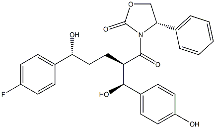 (S)-3-((2R,5R)-5-(4-fluorophenyl)-5-hydroxy-2-((S)-hydroxy(4-hydroxyphenyl)methyl)pentanoyl)-4-phenyloxazolidin-2-one Structure