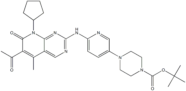 4-[6-(6-Acetyl-8-cyclopentyl-5-methyl-7-oxo-7,8-dihydro-pyrido[2,3-d]pyrimidin-2-ylamino)-pyridin-3-yl]-piperazine-1-carboxylic acid tert-butyl ester Structure