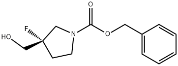 (3S)-3β-フルオロ-3-(ヒドロキシメチル)ピロリジン-1-カルボン酸ベンジル 化学構造式