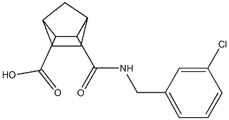 3-((3-chlorobenzyl)carbamoyl)bicyclo[2.2.1]heptane-2-carboxylic acid 化学構造式