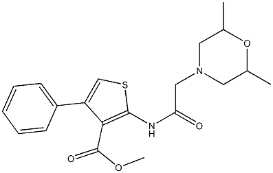 methyl 2-(2-(2,6-dimethylmorpholino)acetamido)-4-phenylthiophene-3-carboxylate 化学構造式