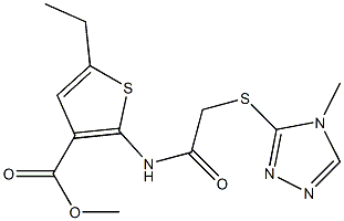 methyl 5-ethyl-2-(2-((4-methyl-4H-1,2,4-triazol-3-yl)thio)acetamido)thiophene-3-carboxylate Structure