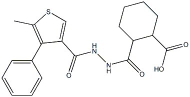 2-(2-(5-methyl-4-phenylthiophene-3-carbonyl)hydrazinecarbonyl)cyclohexanecarboxylic acid Structure