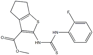 methyl 2-(3-(2-fluorophenyl)thioureido)-5,6-dihydro-4H-cyclopenta[b]thiophene-3-carboxylate Struktur