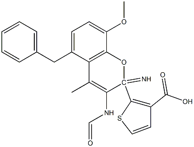 methyl 5-benzyl-2-(2-imino-8-methoxy-2H-chromene-3-carboxamido)thiophene-3-carboxylate Structure