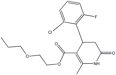 2-propoxyethyl 4-(2-chloro-6-fluorophenyl)-2-methyl-6-oxo-1,4,5,6-tetrahydropyridine-3-carboxylate,,结构式