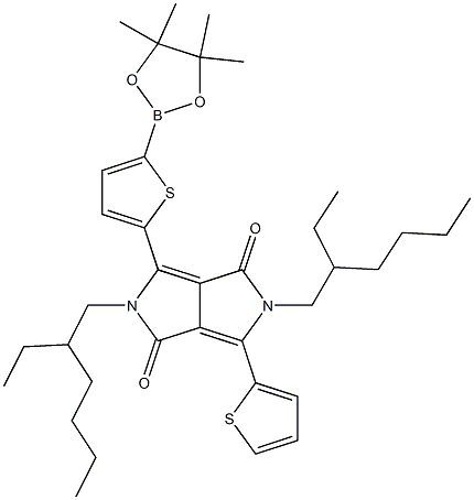 2,5-Bis(2-ethylhexyl)-3-(5-(4,4,5,5-tetramethyl-1,3,2-dioxaborolan-2-yl)thiophen-2-yl)-6-(thiophen-2-yl)pyrrolo[3,4-c]pyrrole-1,4(2H,5H)-dione 化学構造式