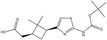 2-((1S,3S)-3-(2-(TERT-BUTOXYCARBONYLAMINO)THIAZOL-4-YL)-2,2-DIMETHYLCYCLOBUTYL)ACETIC ACID 结构式