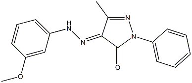 4-[(3-methoxyphenyl)hydrazono]-5-methyl-2-phenyl-2,4-dihydro-3H-pyrazol-3-one 化学構造式