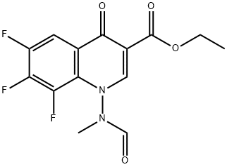 6,7,8-Trifluoro-1-(formylmethylamino)-1,4-dihydro-4-oxo-3-quinolinecarboxylic acid ethyl ester Struktur