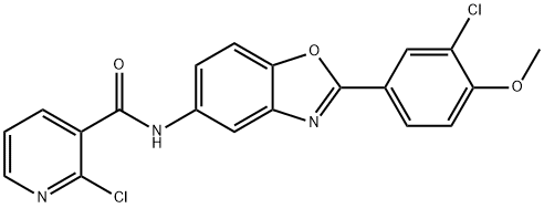 2-chloro-N-[2-(3-chloro-4-methoxyphenyl)-1,3-benzoxazol-5-yl]pyridine-3-carboxamide Struktur