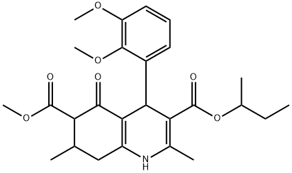 3-sec-butyl 6-methyl 4-(2,3-dimethoxyphenyl)-2,7-dimethyl-5-oxo-1,4,5,6,7,8-hexahydroquinoline-3,6-dicarboxylate,1005048-42-9,结构式