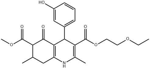 3-(2-ethoxyethyl) 6-methyl 4-(3-hydroxyphenyl)-2,7-dimethyl-5-oxo-1,4,5,6,7,8-hexahydroquinoline-3,6-dicarboxylate Structure