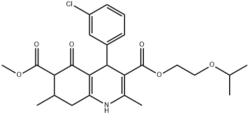 3-(2-isopropoxyethyl) 6-methyl 4-(3-chlorophenyl)-2,7-dimethyl-5-oxo-1,4,5,6,7,8-hexahydroquinoline-3,6-dicarboxylate Structure