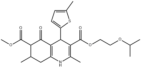 3-(2-isopropoxyethyl) 6-methyl 2,7-dimethyl-4-(5-methylthiophen-2-yl)-5-oxo-1,4,5,6,7,8-hexahydroquinoline-3,6-dicarboxylate Structure