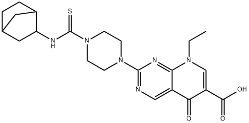 2-[4-(bicyclo[2.2.1]hept-2-ylcarbamothioyl)piperazin-1-ium-1-yl]-8-ethyl-5-oxo-5,8-dihydropyrido[2,3-d]pyrimidine-6-carboxylate Structure