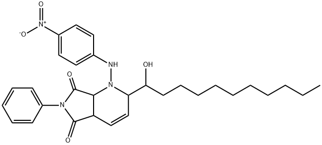 4a,7a-Dihydro-2-(1-hydroxyundecyl)-1-[(4-nitrophenyl)amino]-6-phenyl-1H-pyrrolo[3,4-b]pyridine-5,7(2H,6H)-dione Struktur