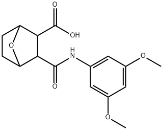 3-((3,5-dimethoxyphenyl)carbamoyl)-7-oxabicyclo[2.2.1]heptane-2-carboxylic acid Struktur